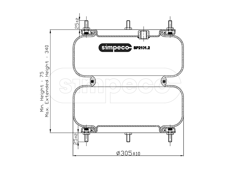 Пневморессора многосекционная LOHR SIMPECO SP21012012