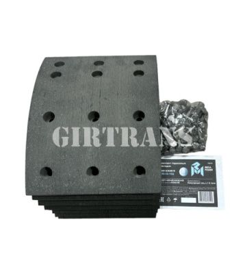 Накладка тормозной колодки полуприцепа ось L1 8т сверл. расточ.комплект 8шт.с закл. MEGAPOWER 350-33-152